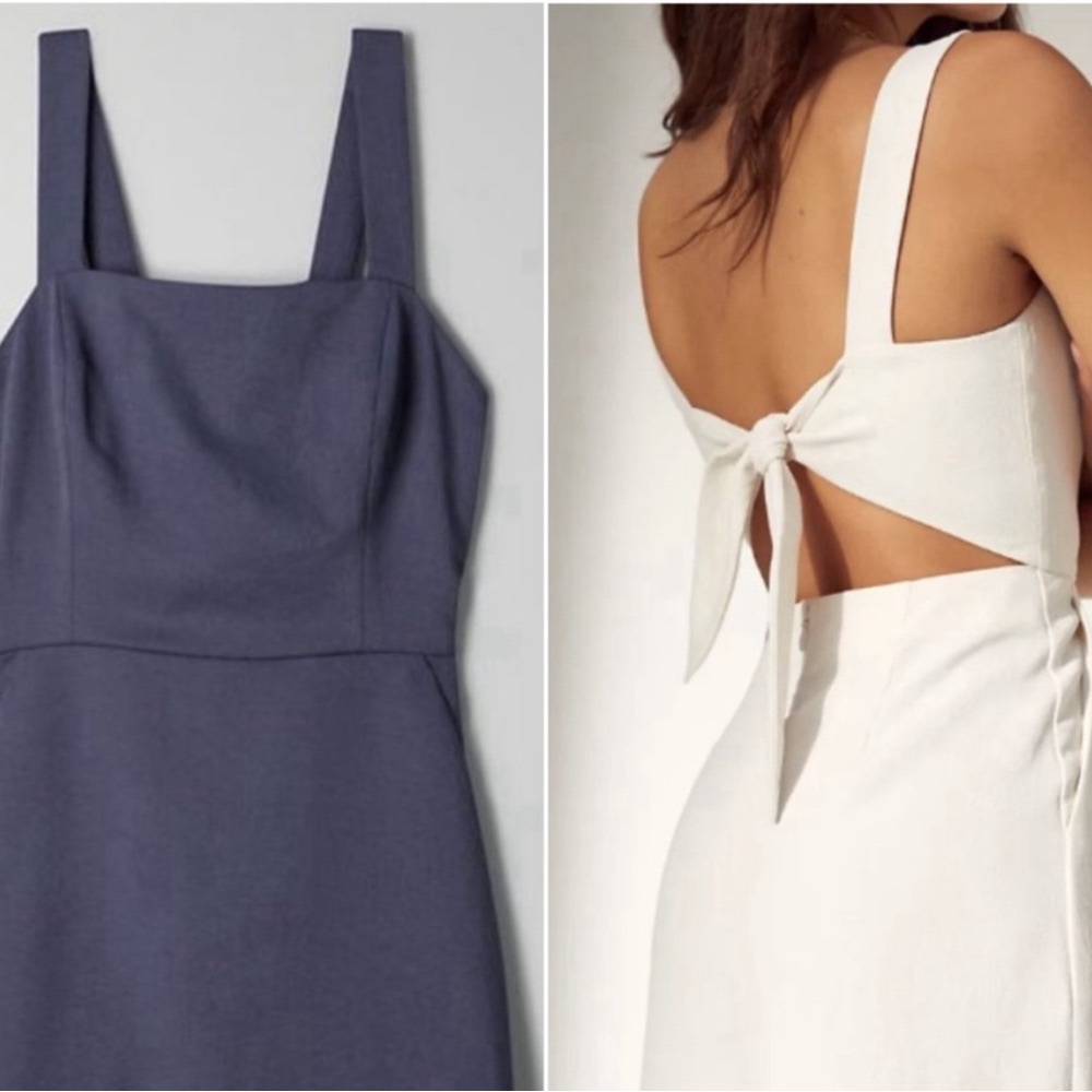 Aritzia Wilfred Ecoulement Tie-Back Dress in Granite Blue